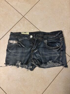 Machine Dark Blue Denim Jean Shorts